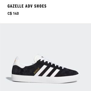 BNWT Adidas Gazelle Black White Gold Sneakers